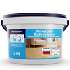 Ein 3 kg Eimer plid Plid Universal Bodenkleber - stark haftend, made in Germany mit blau-weißem Etikett, ist geeignet für Textil-, CV- und PVC-Böden; lösemittelfrei, emissionsarm und deckt 300-400 g/m² ab.