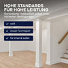 Ein heller, frisch renovierter Keller mit weißen Wänden, Holztreppe und hellem Boden. Die plid Isolierfarbe LH Anstreichset - Nikotinsperre bietet eine weiße Oberfläche, ist flecken- und feuchtigkeitsbeständig und für den Innen- und Außenbereich geeignet.