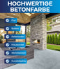 Gestalten Sie eine moderne überdachte Terrasse mit Korbmöbeln, Steinkamin und großen Fenstern. Das plid Betonfarbe - Anstreichset ist perfekt für Flure, Balkone, Keller, Haussockel, Garagenböden, Wohnbereiche und Kunstobjekte.
