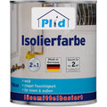 Eine 750 ml Dose plid Plid Isolierfarbe lösemittelbasiert deckt ca. 2 m² ab, ideal zur Abdeckung von Nikotin- und Wasserflecken im Innen- und Außenbereich. Weiß, hergestellt in Deutschland. Starke abdeckende Wirkung. Angaben in deutscher Sprache auf dem Etikett.