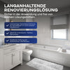 Modernes Bad mit weißen Fliesen, Badewanne, Waschbecken & Fenster. Das plid PU-Fliesenlack Set mit Anlauger und Lackierset bietet eine sichere, langlebige Möglichkeit, Fliesen in Bad & Küche zu renovieren - ideal für Innenräume und Keramik dank seiner speziellen Beschichtung und starken Haftung.