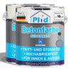 Abgebildet sind zwei Dosen der plid Betonfarbe für Böden & Wände. Diese abriebfeste, wetterbeständige Farbe von plid ist ideal für innen & außen, made in Germany, wasserbasiert und deckt bis zu 16 m² pro Dose.