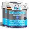 Abgebildet sind zwei Dosen der plid Betonfarbe für Böden & Wände. Diese made-in-Germany, abriebfeste & wetterbeständige Farbe schützt Innen- und Außenflächen zuverlässig.