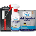 Das plid Heizkörperlack LH - Lackierset enthält einen Roller mit Schale, eine Sprühflasche mit der Aufschrift Anlauger und Zinkreiniger und eine Dose hitzebeständiger Heizkörperlack Glänzend. Auf dem Etikett befindet sich jeweils ein Hauslogo und "Made in Germany".
