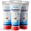 Drei Tuben plid Rauhfaser Reparatur-Spachtel mit roten Kappen, made in Germany. Auf Wasserbasis, ideal zum Ausbessern von strukturierten Wänden und Dübellöchern; mit deutschem Text und einer Wandflickengrafik.