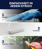 Infografik: 3 Schritte - Oberfläche reinigen, Plid Allgrund von plid mit Farbroller auftragen, Metallzaun mit Pinsel streichen. Text: Einfachheit in jedem Strich. Für Metall, Holz & Kunststoff.