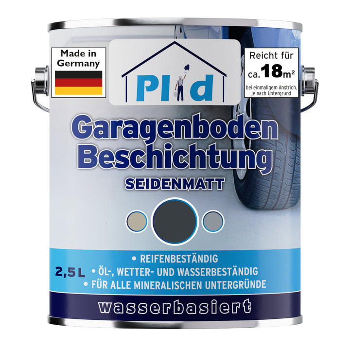 Plid Garagenbodenfarbe – seidenmatt &amp; reifenbeständig für Beton &amp; Estrich
