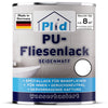 Eine Dose plid PU-Fliesenlack - strapazierfähig & wasserfest für Bad & Küche, ideal für die Renovierung von Wandfliesen. Wasserbasiert, seidenmatt, deckt ca. 8 m², bietet hervorragende Haftung. Hergestellt in Deutschland.