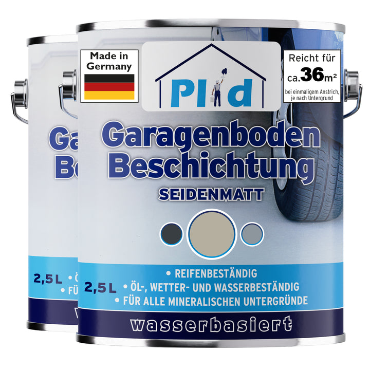 Plid Garagenbodenfarbe – seidenmatt &amp; reifenbeständig für Beton &amp; Estrich