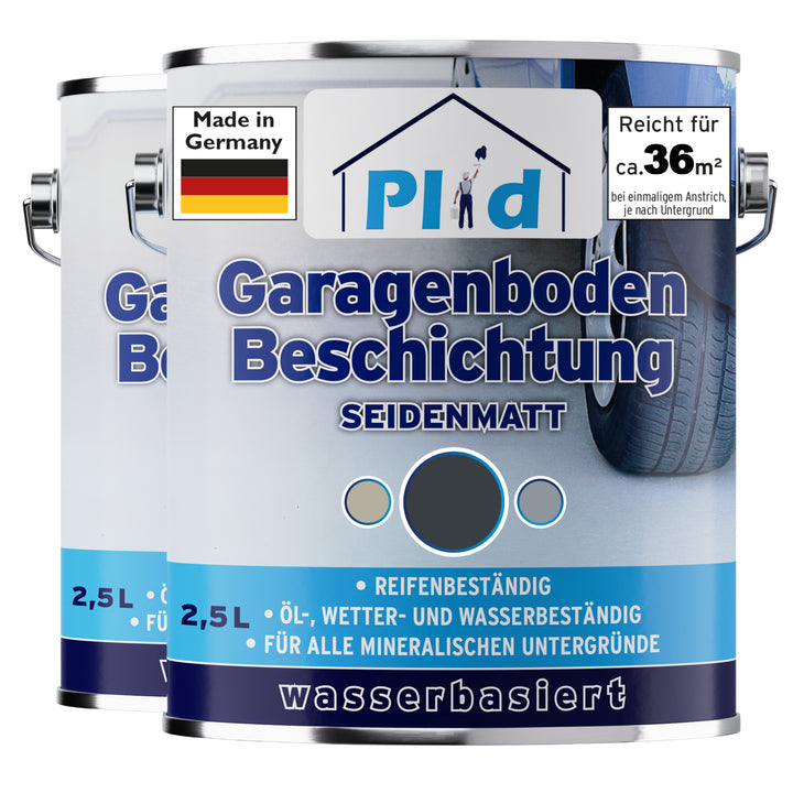 Plid Garagenbodenfarbe – seidenmatt &amp; reifenbeständig für Beton &amp; Estrich