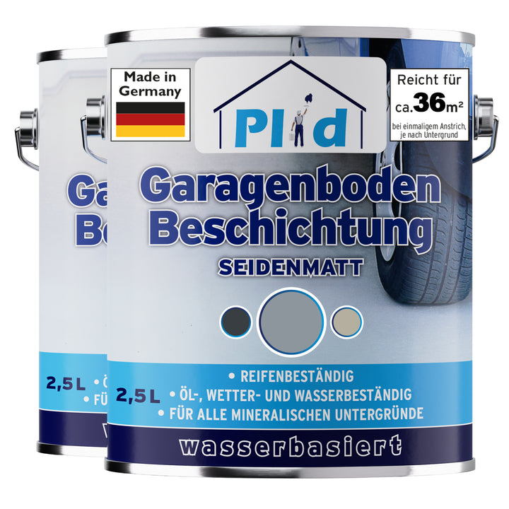 Plid Garagenbodenfarbe – seidenmatt &amp; reifenbeständig für Beton &amp; Estrich