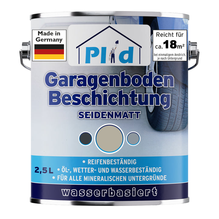 Plid Garagenbodenfarbe – seidenmatt &amp; reifenbeständig für Beton &amp; Estrich