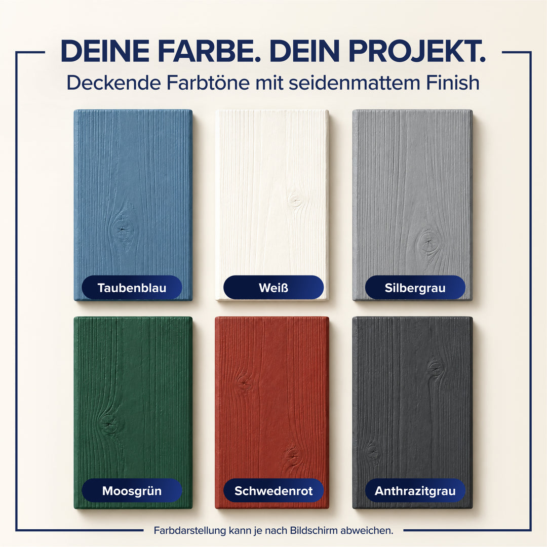 Holzfarbe deckend &amp; wetterfest für innen &amp; außen