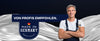 Ein Mann in einem Arbeitsoverall, der einen Pinsel hält, steht selbstbewusst neben einem Abzeichen mit der Aufschrift Von Profis Empfohlen. Made in Germany Premium Qualität mit einer deutschen Flagge, vor einem gewellten grauen und schwarzen Hintergrund.