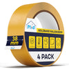 Ein 4er-Pack Plid Goldband Malerkrepp - Premium Abklebeband (38 mm) aus dem PLID Shop, ideal für exakte Farbkanten & saubere Linien. UV- und temperaturbeständig, rückstandsfrei entfernbar und für den Innenbereich geeignet.