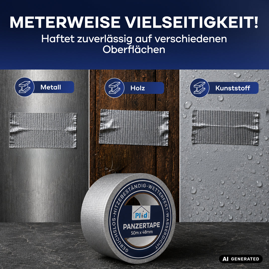 Plid Panzerband Silber – extrastark &amp; wetterfest für Reparaturen 50mm