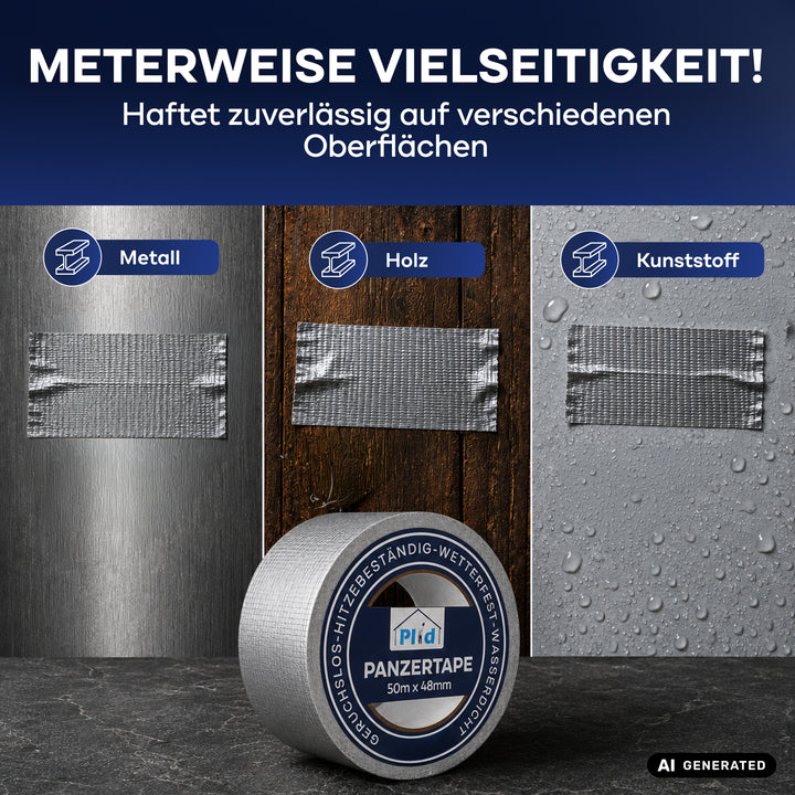 Plid Panzerband Silber – extrastark &amp; wetterfest für Reparaturen 50mm