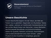 Ein deutscher Website-Bereich mit einem Schildsymbol mit der Aufschrift Wasserabweisend und einem Text über Feuchtigkeitsschutz. Darunter beschreiben die Überschrift Unsere Geschichte und ein Absatz die Gründung des Unternehmens und sein Engagement für hochwertige Farbprodukte.
