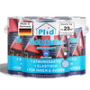 Drei Dosen plid Wetterschutz Holzfarbe - deckend & wetterfest für innen & außen, mit einem roten Hausetikett. Die wasserbasierte, samtmatte Farbe bietet lang anhaltenden Schutz und ist made in Germany.