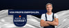Ein selbstbewusster Mann in einem Arbeitsoverall, der einen Pinsel hält, steht neben einem Schild mit der Aufschrift VON PROFIS EMPFOHLEN. MADE IN GERMANY PREMIUM QUALITY mit einer deutschen Flagge vor einem gewellten grauen Hintergrund.