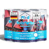 Drei Dosen plid Plid Wetterschutz Holzfarbe - deckend & wetterfest für innen & außen, mit einem blauen Etikett, das ein rotes Haus, deutsche Details und eine Made in Germany-Flagge zeigt. Diese seidenmatte Farbe auf Wasserbasis bietet lang anhaltenden Schutz für innen und außen.